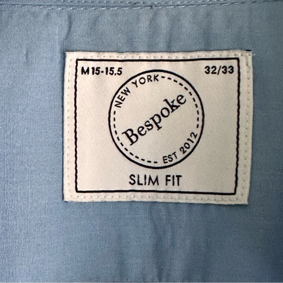 Bespoke Slim Fit LS Shirt Light Blue M15-15.5 32/33 - Picture 3 of 7